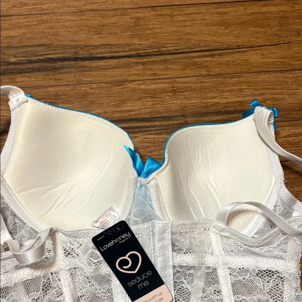 Lovehoney Lace Push-up Basque Top Lingerie White Blue Brand New NWT - Picture 6 of 6